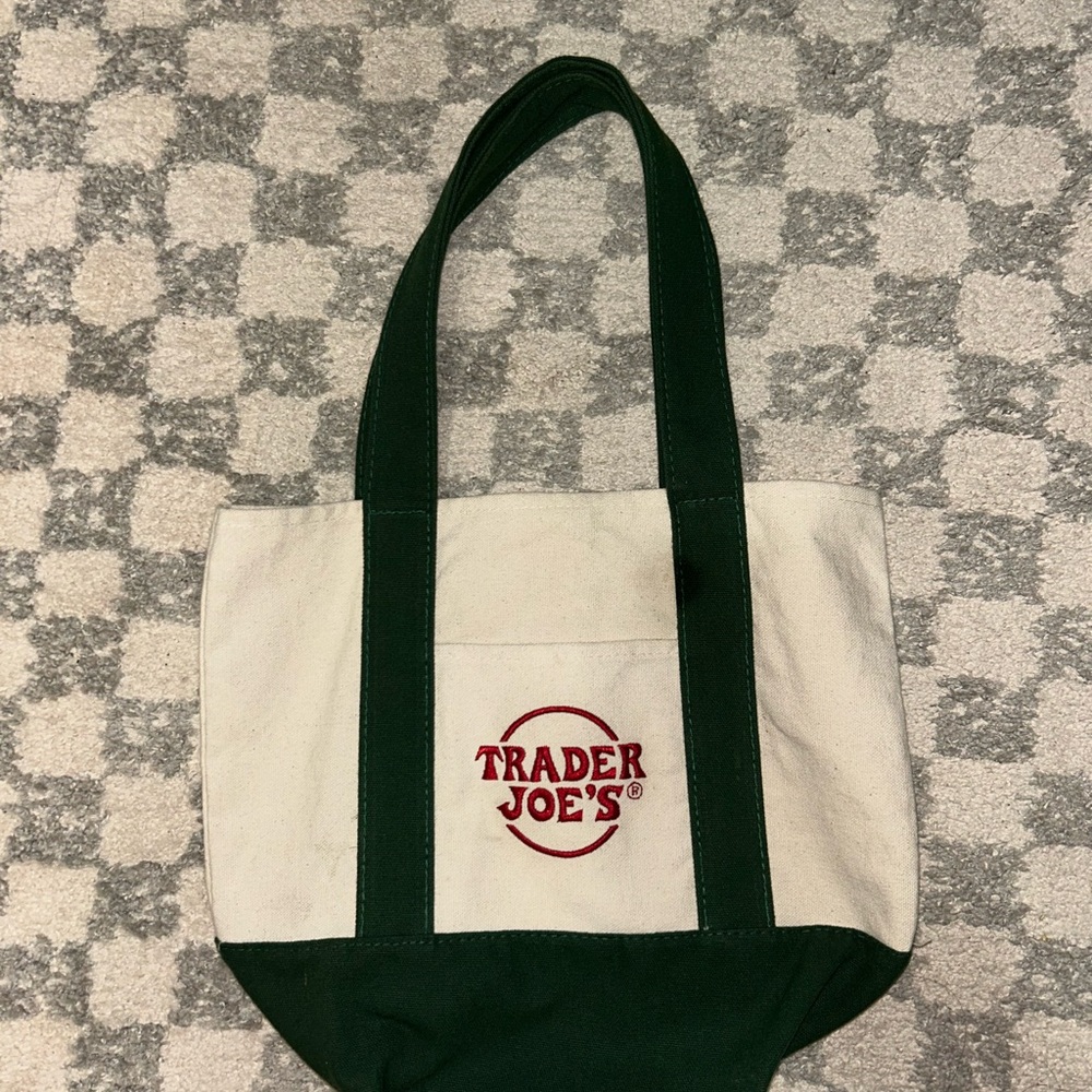 Trader Joe's Mini Hunter Green Canvas Tote Bag